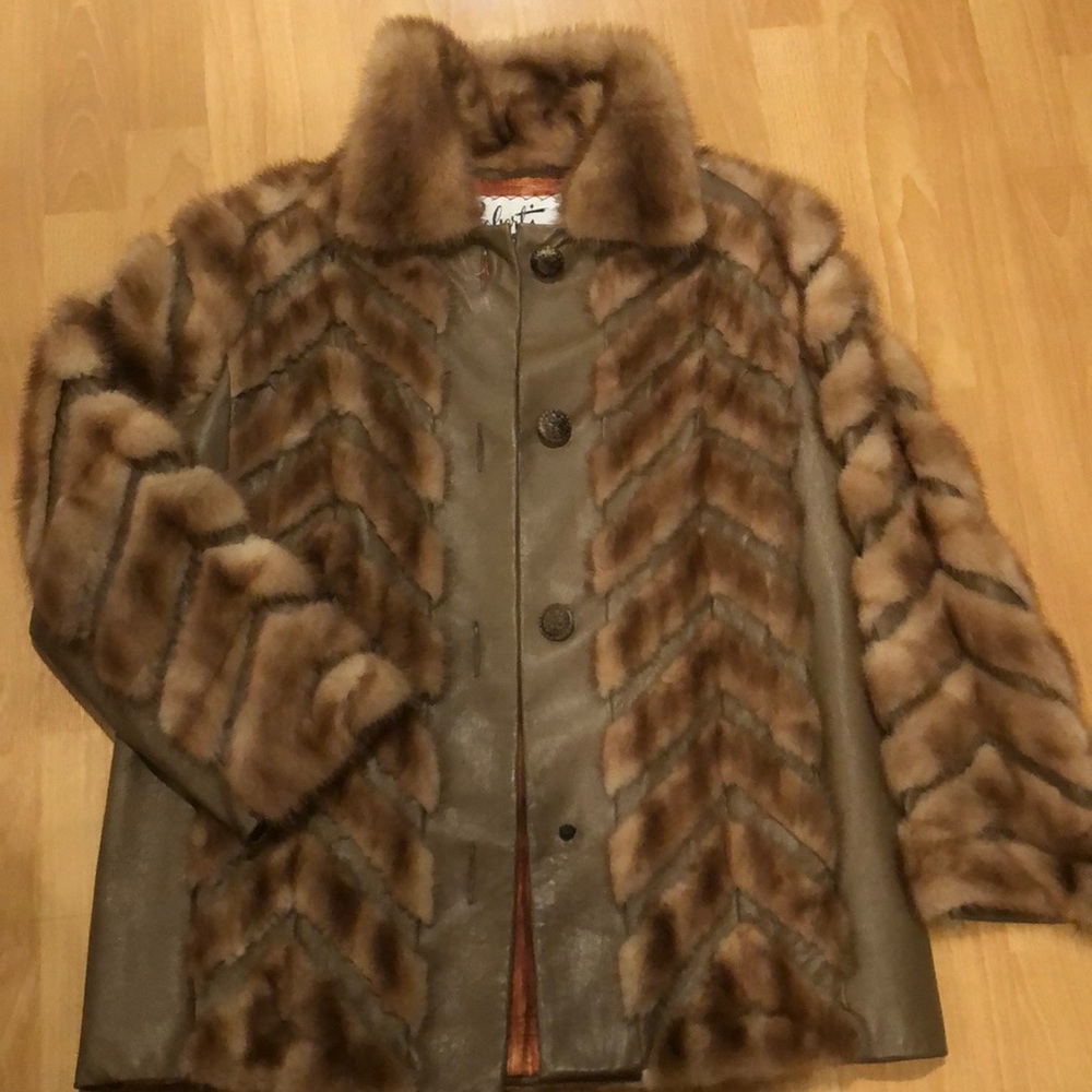 Leather and mink car coat